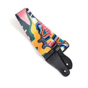 Artist Series Guitar Strap for Acoustic and Electric Guitars with 2 Rubber Strap Locks, "Anemone" by KLA
