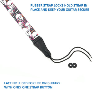 Artist Series Guitar Strap for Acoustic and Electric Guitars with 2 Rubber Strap Locks, "UGH" by KLA
