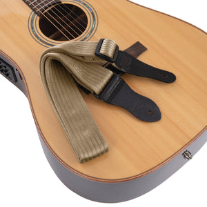 Vintage Woven Guitar Strap for Acoustic and Electric Guitars | 2 Rubber Strap Locks Included, TAN