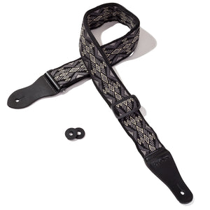 Vintage Woven Guitar Strap for Acoustic and Electric Guitars with 2 Rubber Strap Locks, Aztec Gray