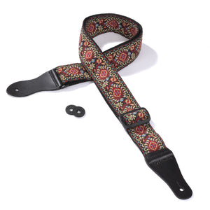 Vintage Woven Guitar Strap for Acoustic and Electric Guitars with 2 Rubber Strap Locks, Nelson Red