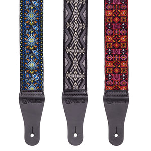 Vintage Woven Guitar Strap for Acoustic and Electric Guitars with 2 Rubber Strap Locks, Hendrix Blue