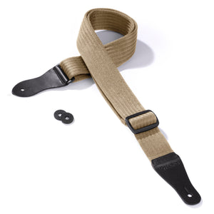 Vintage Woven Guitar Strap for Acoustic and Electric Guitars | 2 Rubber Strap Locks Included, TAN