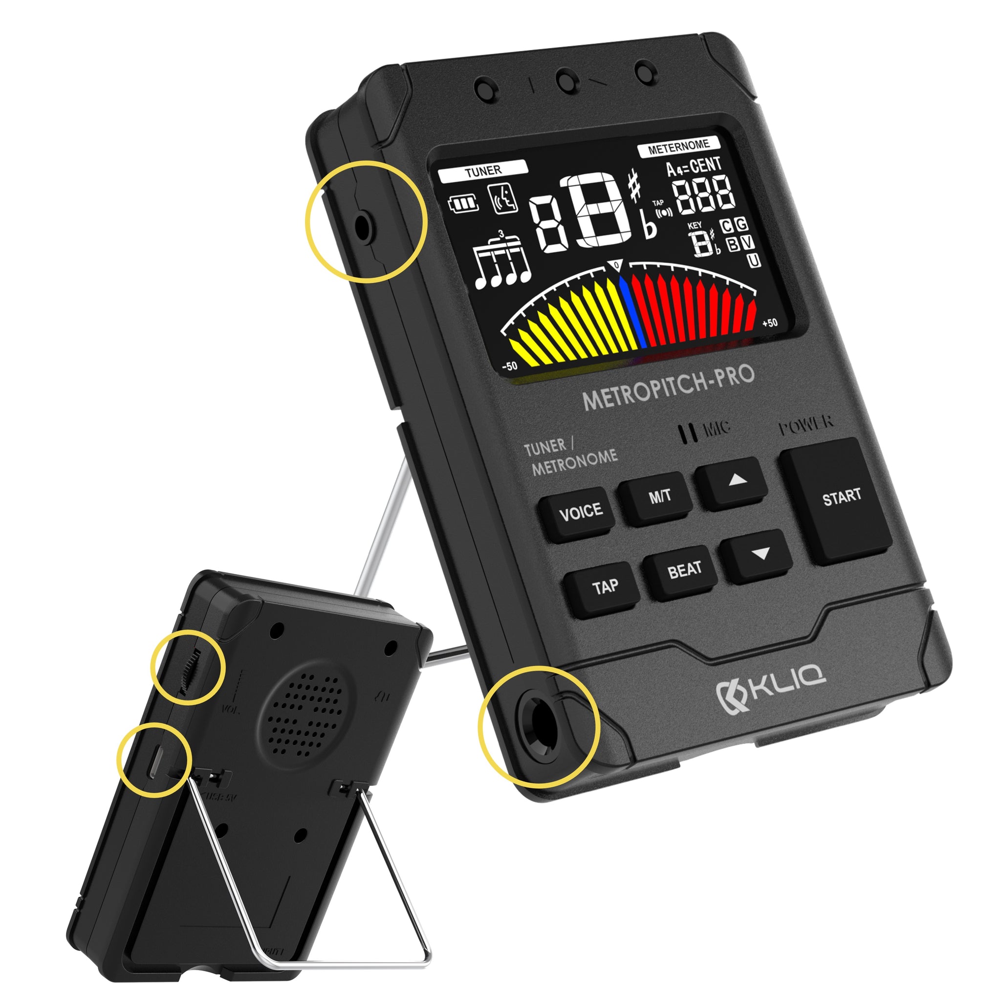 MetroPitch - Digital Metronome Tuner For All Instruments, BLACK - KLIQ  Music Gear