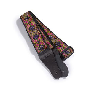 Vintage Woven Guitar Strap for Acoustic and Electric Guitars with 2 Rubber Strap Locks, Pink & Purple Paisley