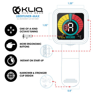 KLIQ UberTuner-MAX - Clip-On Tuner for All Instruments with Octave Tuning