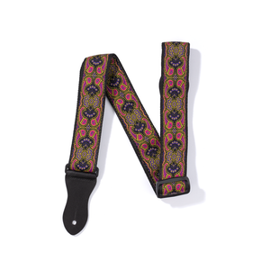 Vintage Woven Guitar Strap for Acoustic and Electric Guitars with 2 Rubber Strap Locks, Pink & Purple Paisley