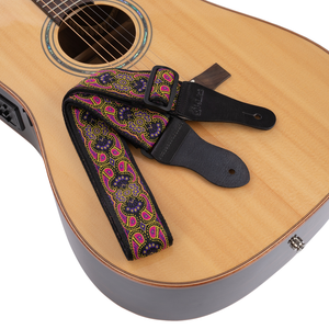 Vintage Woven Guitar Strap for Acoustic and Electric Guitars with 2 Rubber Strap Locks, Pink & Purple Paisley