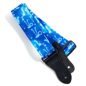 Artist Series Guitar Strap for Acoustic and Electric Guitars with 2 Rubber Strap Locks, "A Little Blue" by KLA