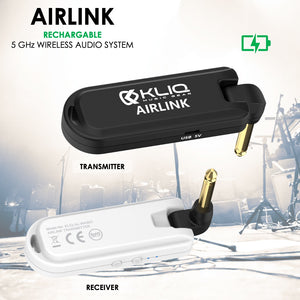 Airlink 5.8 GHz Rechargeable Wireless Audio System designed for Electric Guitar, Bass and other Electric Instruments-Digital Transmitter/Receiver Set