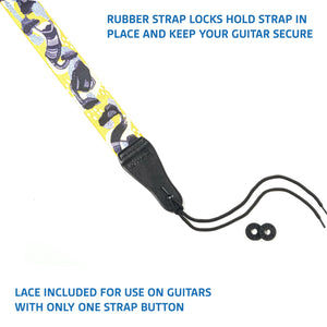 Artist Series Guitar Strap for Acoustic and Electric Guitars with 2 Rubber Strap Locks, "Is It Raining" by KLA