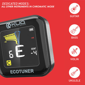 Bundle - KLIQ EcoTuner - USB Rechargeable Clip-On Tuner (with included charging cableand KLIQ MicroNome – USB Rechargeable Digital Clip-on Metronome, (Blue)