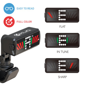 Bundle - KLIQ Ultra-TinyTuner (UT2), Micro Clip-On Tuner and KLIQ MicroNome - USB Rechargeable Digital Clip-On Metronome, (Red)