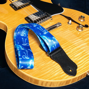 Artist Series Guitar Strap for Acoustic and Electric Guitars with 2 Rubber Strap Locks, "A Little Blue" by KLA