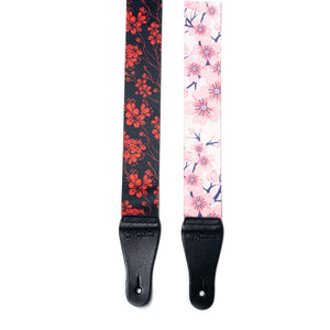 Vintage Woven Guitar Strap for Acoustic and Electric Guitars with 2 Rubber Strap Locks, Pink Flowers