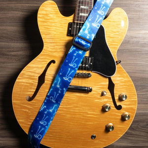 Artist Series Guitar Strap for Acoustic and Electric Guitars with 2 Rubber Strap Locks, "A Little Blue" by KLA