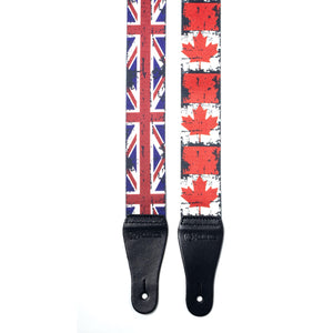 Vintage Woven Guitar Strap for Acoustic and Electric Guitars with 2 Rubber Strap Locks, Maple Leaf Flag