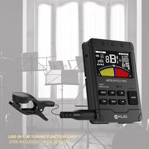 MetroPitch-PRO- Digital Metronome Tuner For All Instruments with wired sensor Included, Black