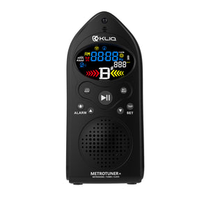 MetroTuner+, Metronome Tuner for All Instruments - with Chromatic Tuning Mode - Clock/Alarm - USB Rechargeable, Black