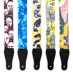 Artist Series Guitar Strap for Acoustic and Electric Guitars with 2 Rubber Strap Locks, "Anemone" by KLA