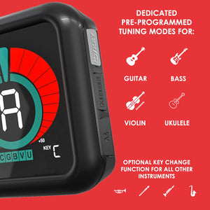 KLIQ UberTuner-MAX - Clip-On Tuner for All Instruments with Octave Tuning