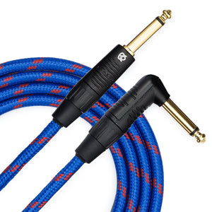 Custom Series Instrument Cable with Rean-Neutrik Straight to Angled Gold Plugs (10 Ft.)