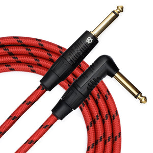 Custom Series Instrument Cable with Rean-Neutrik Straight to Angled Gold Plugs (10 Ft.)