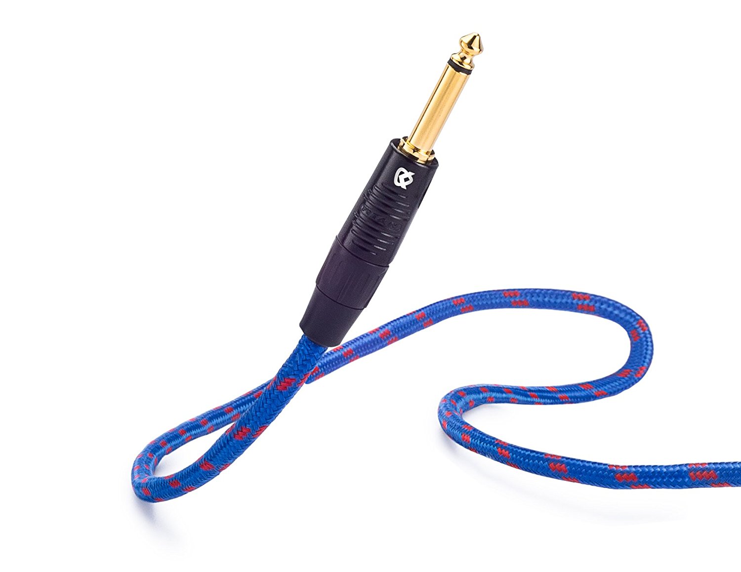 KLIQ Guitar Instrument Cable 10 ft Custom Series with Premium Rean Neutrik 1 4 Straight Gold Plugs Black Red Tweed