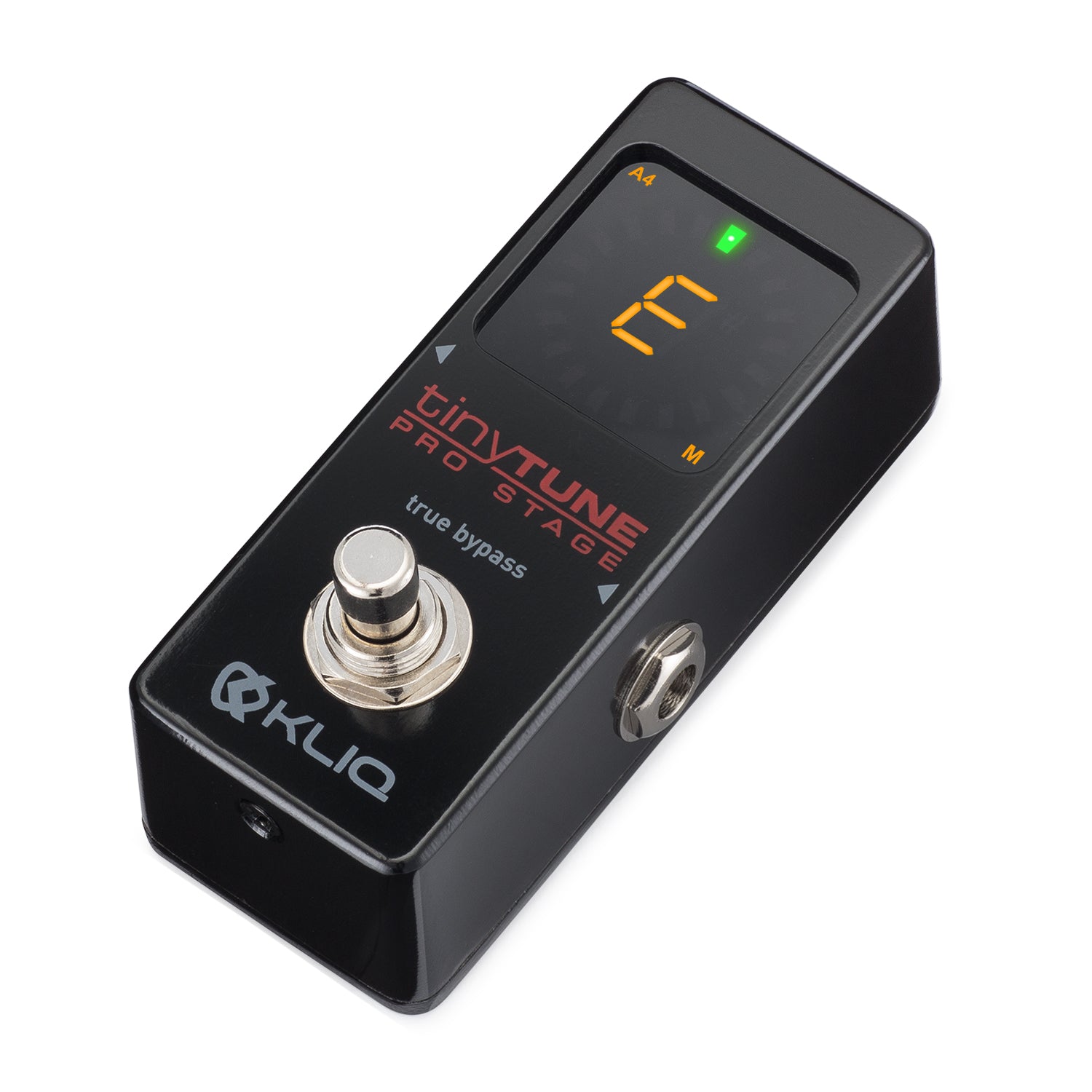 KLIQ TinyTune Pro Stage Tuner Pedal for Guitar and Bass with True Bypass Switching Pitch Calibration and Flat Tuning Power Sup
